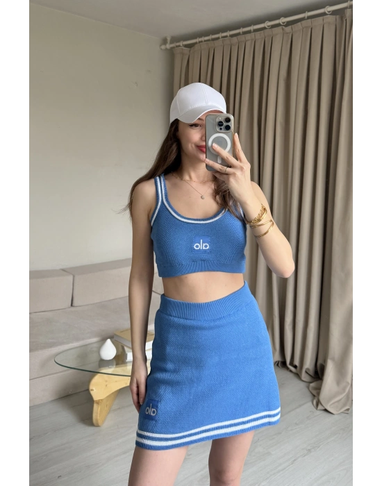 Mavi Şort Etekli Büstiyer Takım