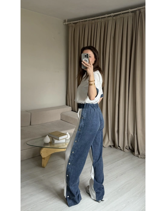 Beyaz Yanları Çıtçıtlı Tasarım Takım