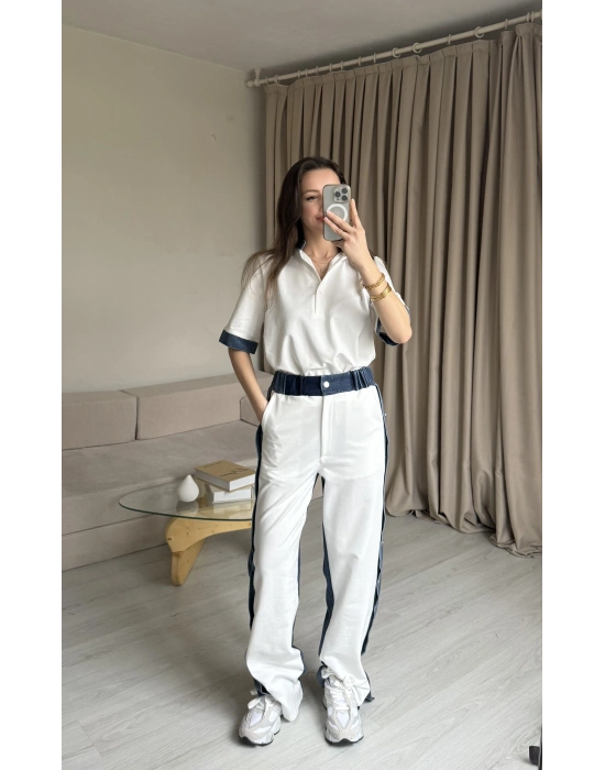 Beyaz Yanları Çıtçıtlı Tasarım Takım