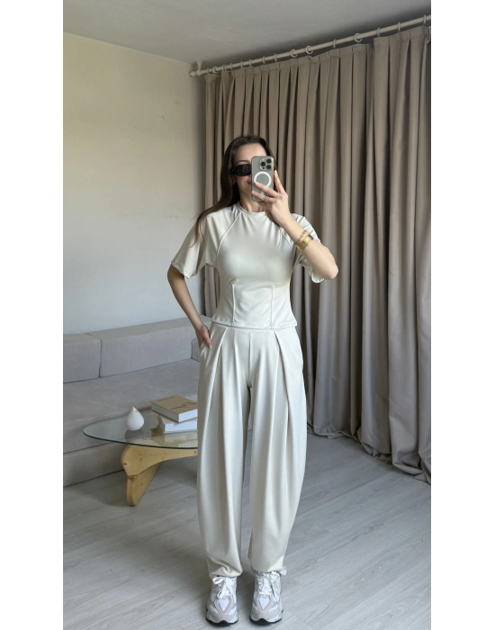 Bej Miya Belden Oturtmalı Takım