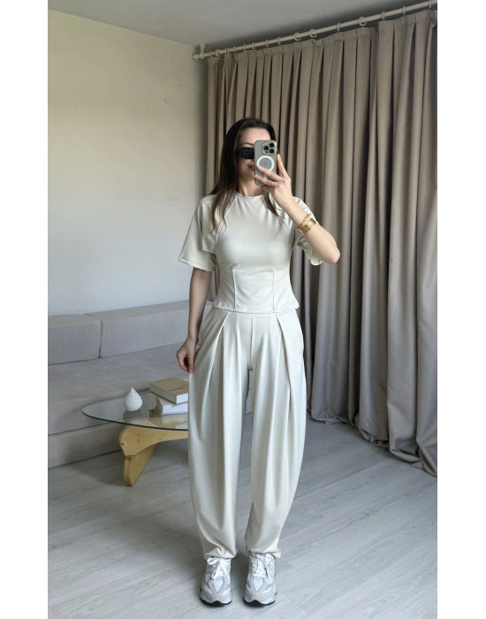 Bej Miya Belden Oturtmalı Takım