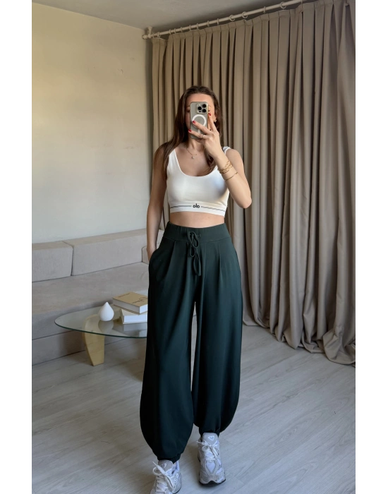 Zümrüt Yeşil Relax Şalvar Kesim Pantolon