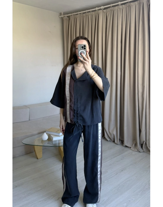 Antrasit İpkyl Tasarım Büzgülü Takım