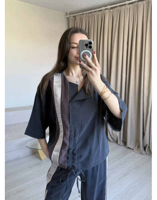 Antrasit İpkyl Tasarım Büzgülü Takım