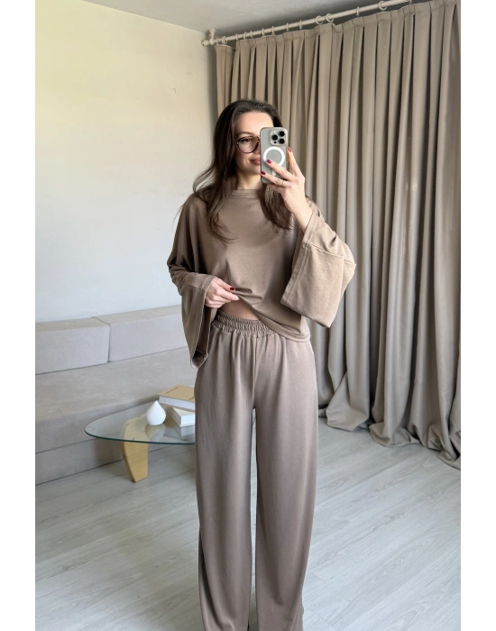 Açık Kahve Yarasa Kol Eşofman Takım