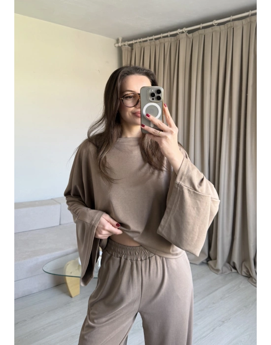 Açık Kahve Yarasa Kol Eşofman Takım