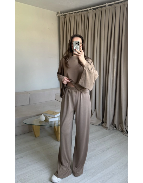 Açık Kahve Yarasa Kol Eşofman Takım