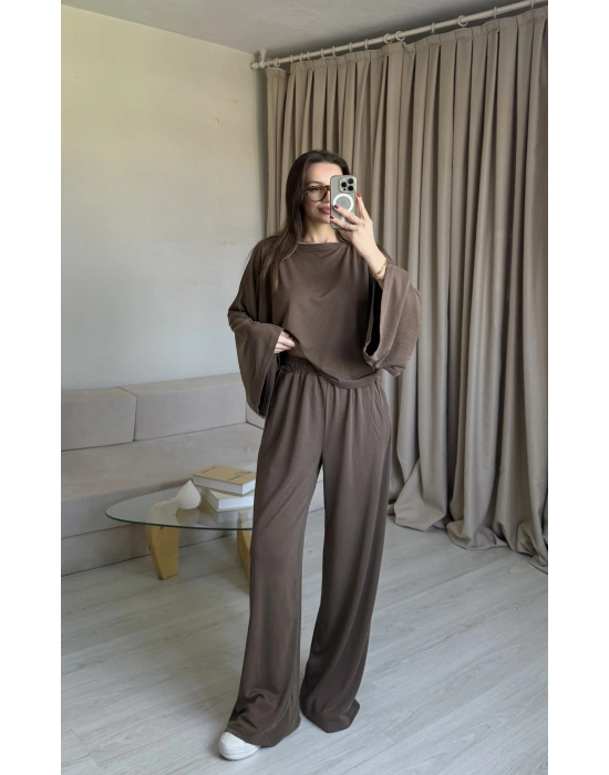 Koyu Kahve Yarasa Kol Eşofman Takım