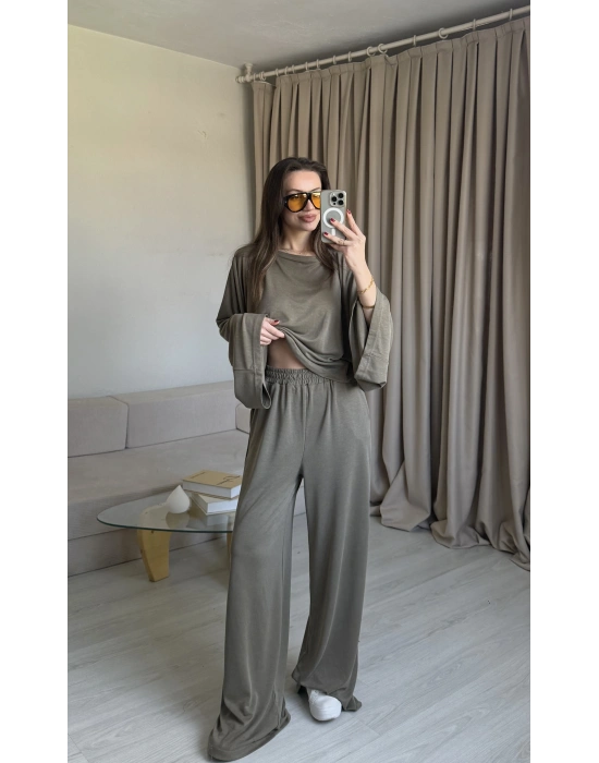 Haki Kahve Yarasa Kol Eşofman Takım