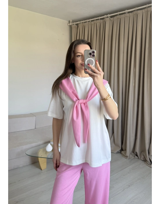 Pembe Fularlı Eşofman Takım