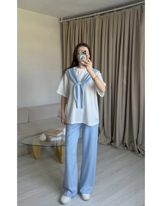 Mavi Fularlı Eşofman Takım