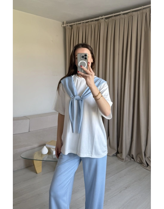 Mavi Fularlı Eşofman Takım