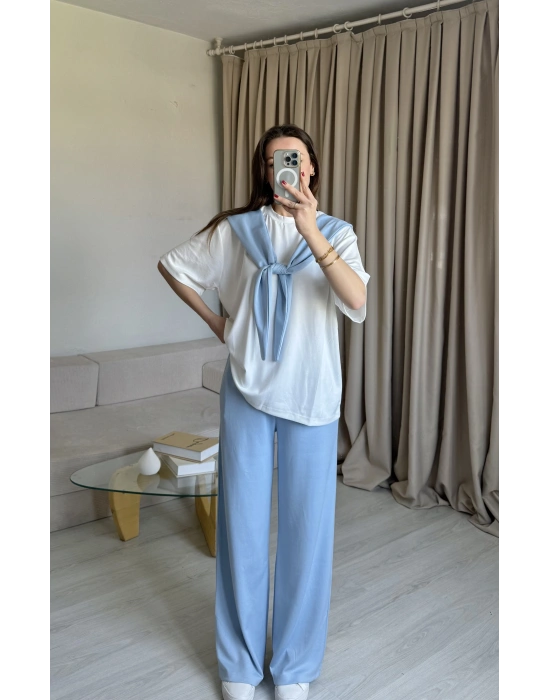 Mavi Fularlı Eşofman Takım