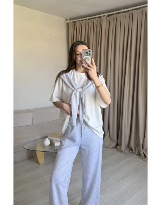 Gri Fularlı Eşofman Takım