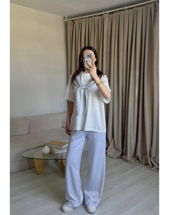 Gri Fularlı Eşofman Takım