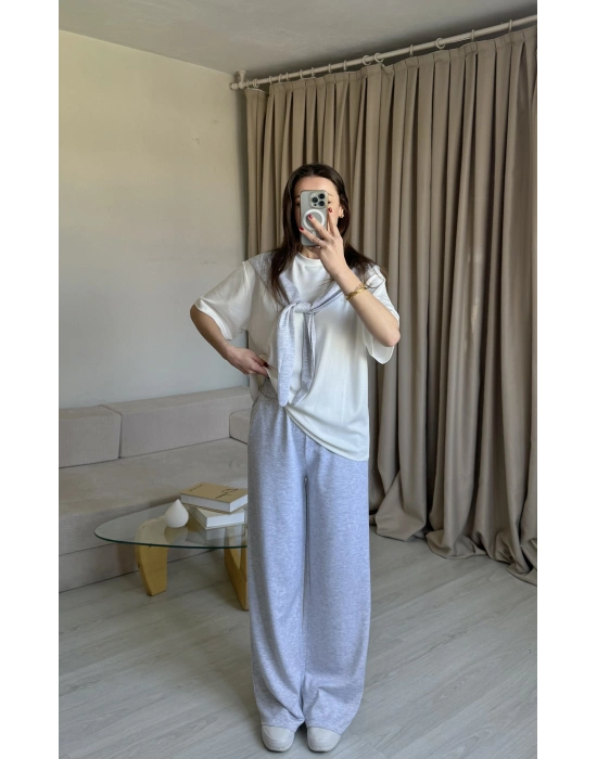 Gri Fularlı Eşofman Takım