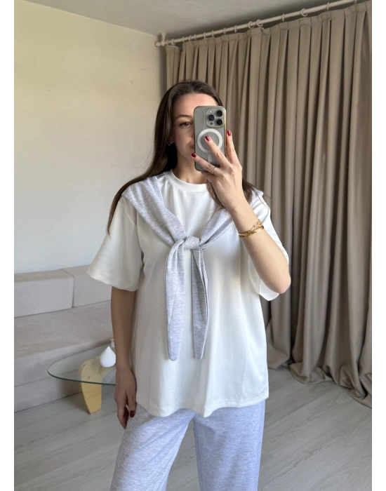 Gri Fularlı Eşofman Takım