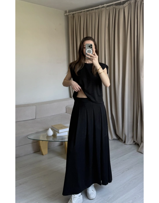 Siyah Vatkalı Modal Etek Takım
