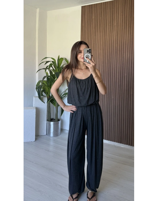 Antrasit İp Askılı Şalvar Takım