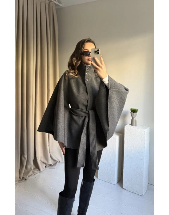 Antrasit Kaşe Dik Yaka Panço