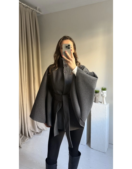 Antrasit Kaşe Dik Yaka Panço