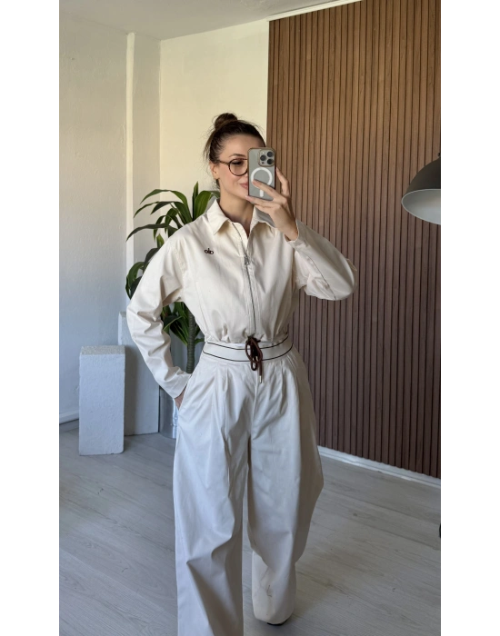 Bej Alo Gabardin Ceket Takım