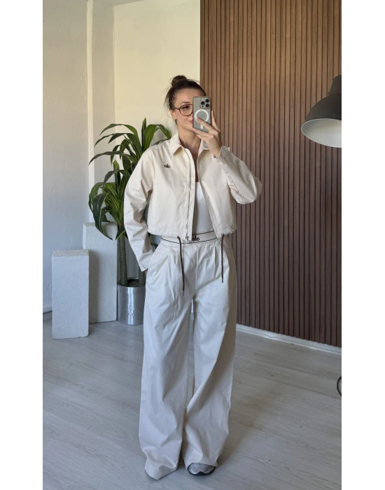 Bej Alo Gabardin Ceket Takım