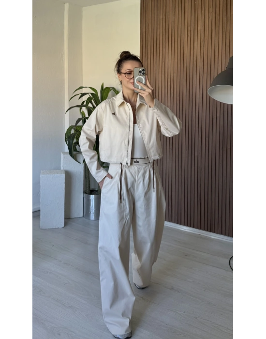 Bej Alo Gabardin Ceket Takım