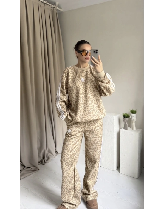 Bej Leopar Eşofman Takımı
