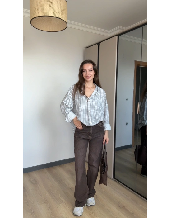 Beyaz Ekose Yağmurluk/Gömlek