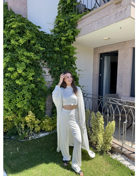 Beyaz Üçlü Basic Eşofman Takım