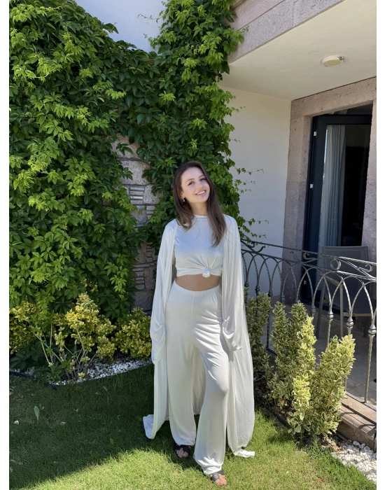Beyaz Üçlü Basic Eşofman Takım