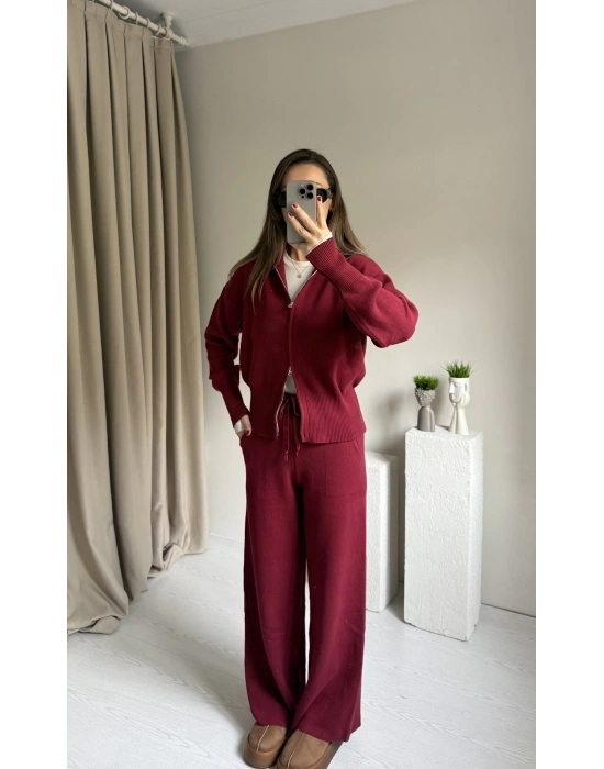 Bordo Çift Fermuarlı Viral Takım