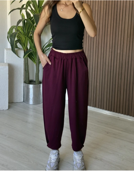 Bordo Modal Relax Pantolon