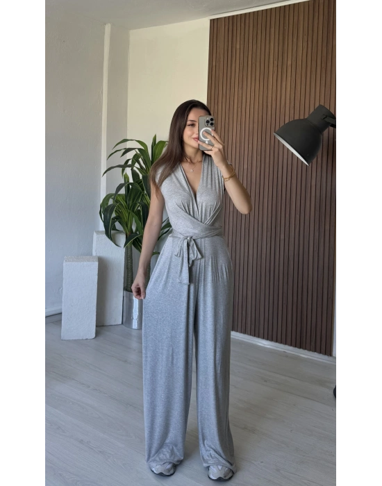 Gri 2 Farklı Bağlama Tulum