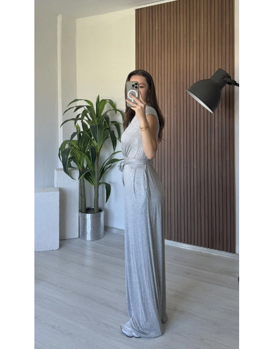 Gri 2 Farklı Bağlama Tulum