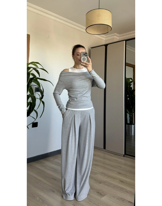 Gri Çıkarılabilir Atlet Eşofman Takım