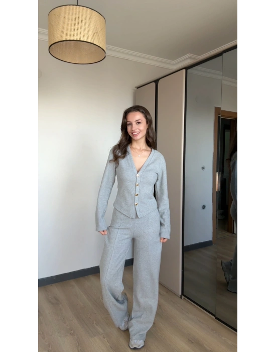 Gri Düğmeli Zr Model Takım