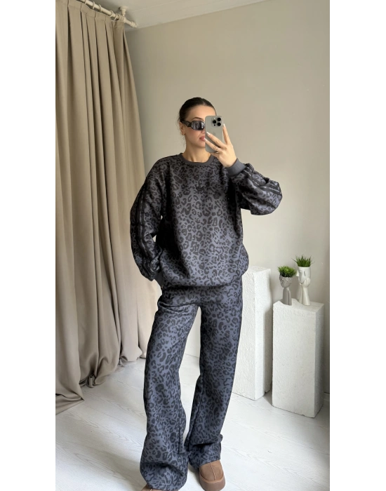 Gri Leopar Eşofman Takımı