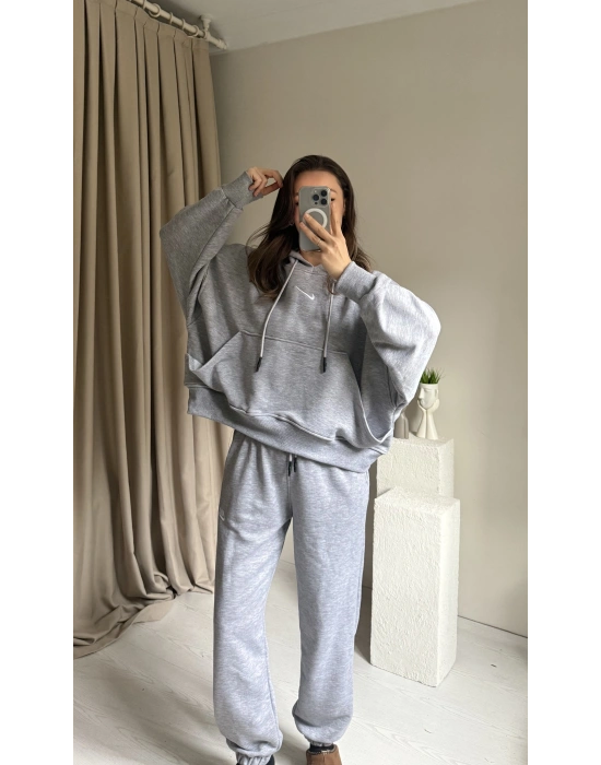 Gri Oversize Eşofman Takım