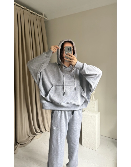 Gri Oversize Eşofman Takım