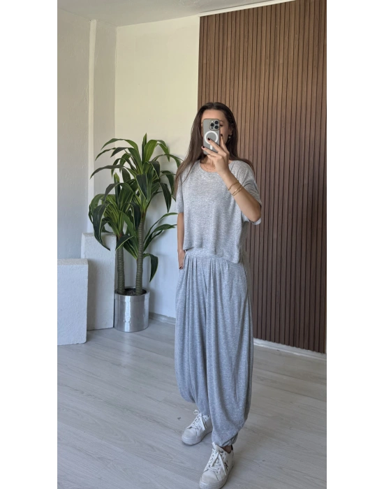 Gri Tshirt Şalvar Takım