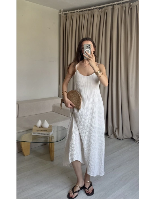 İnce Askılı Kırışmaz Elbise