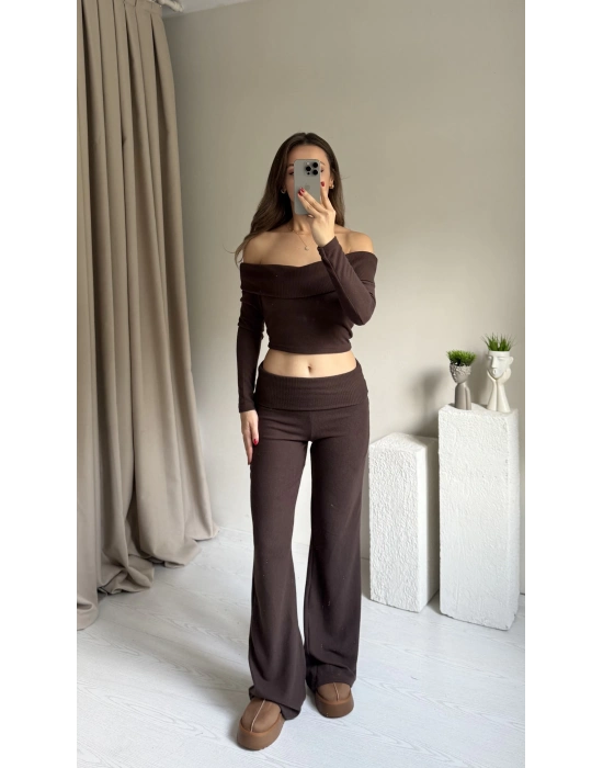 Kahve Bel Katlamalı Yumoş Takım