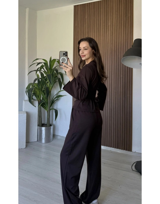 Kahve Beli İpli Eşofman Takım