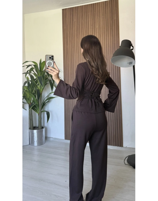 Kahve Beli İpli Eşofman Takım