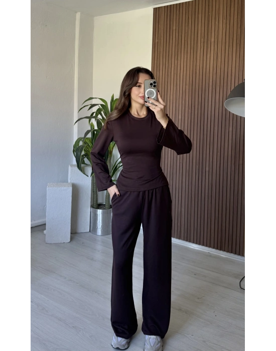 Kahve Beli İpli Eşofman Takım
