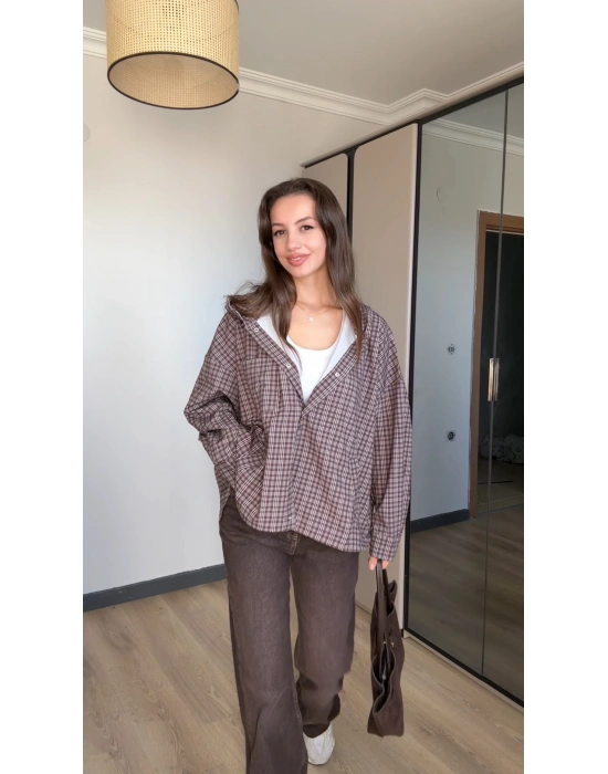 Kahve Ekose Yağmurluk/Gömlek