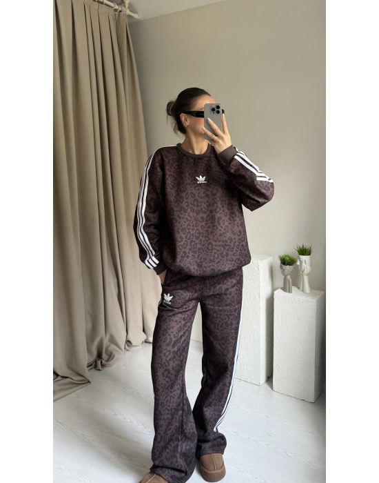 Kahve Leopar Eşofman Takımı