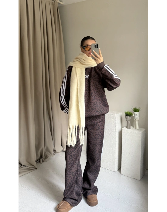 Kahve Leopar Eşofman Takımı